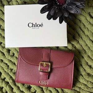 Burgundy Pouch with Gold Buckle - Chloe GWP